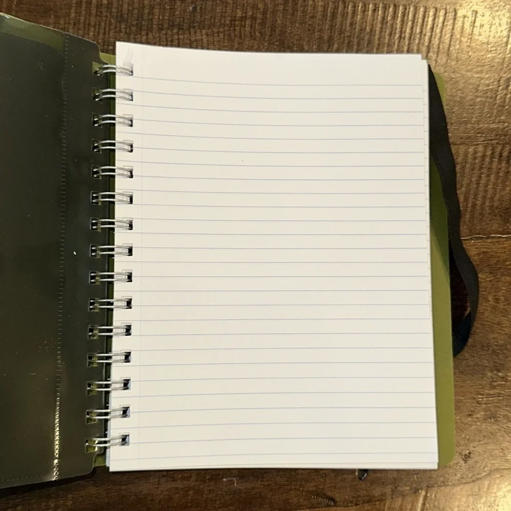 Green Top Flight Notebook with Black Elastic Band